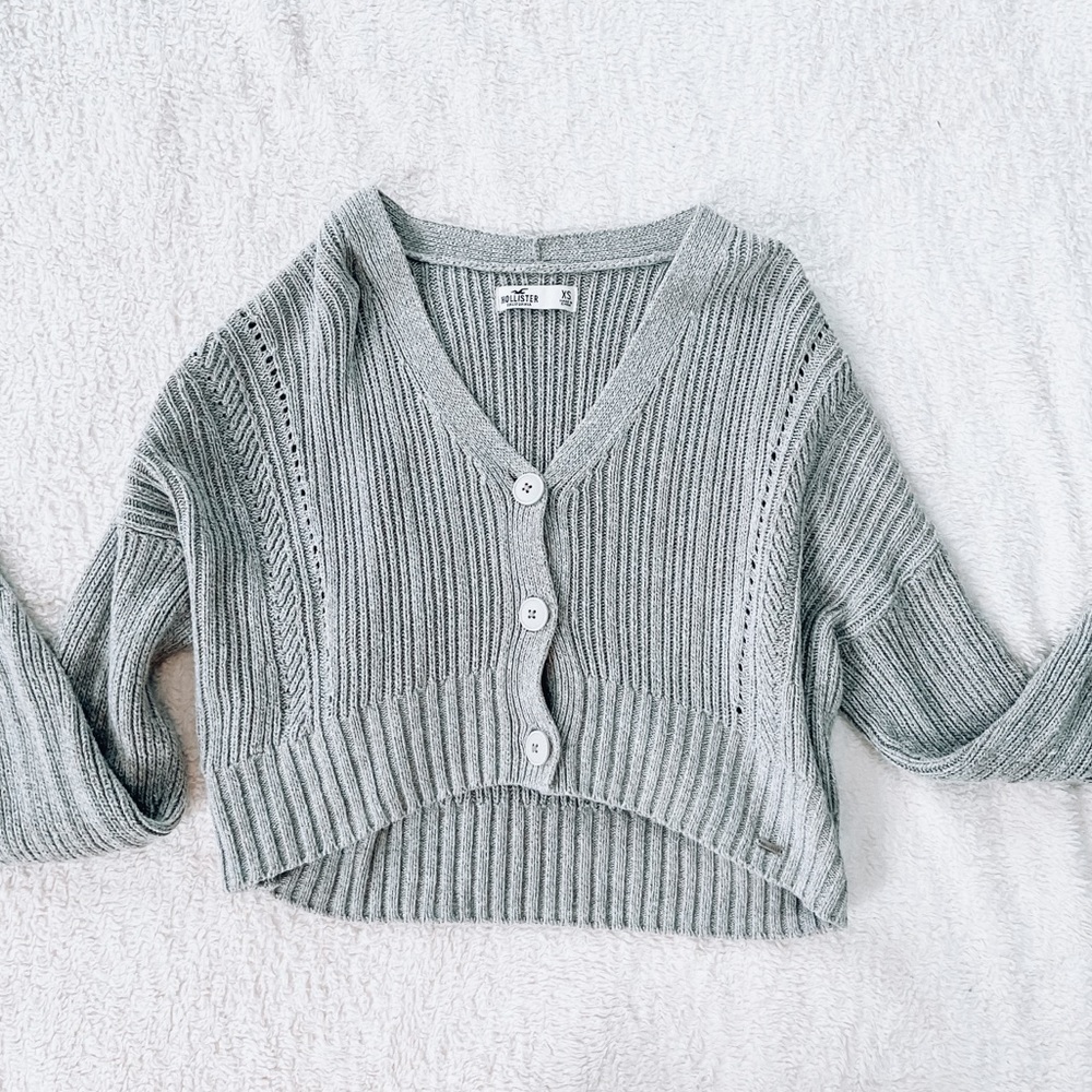 Cropped Grey Hollister Sweater